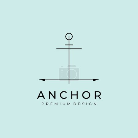 Foto de Ancla simple barco barco náutico línea arte logotipo vector ilustración plantilla icono - Imagen libre de derechos