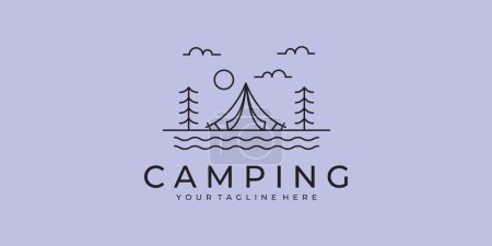 Foto de Logo acampar línea arte minimalista simple vector logotipo ilustración diseño - Imagen libre de derechos