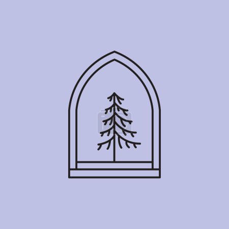 Foto de Línea de árbol arte minimalista vector simple logotipo ilustración diseño - Imagen libre de derechos