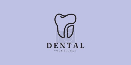 Foto de Logo línea dental arte minimalista vector simple logotipo ilustración diseño - Imagen libre de derechos