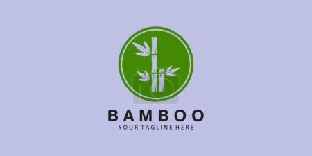 Foto de Logotipo de bambú con diseño de icono de emblema, ilustración de bambú minimalista Diseño de vectores de árbol de bambú verde. Tipo de logotipo del tallo de bambú - Imagen libre de derechos