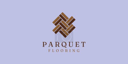 Foto de Logotipo del piso de madera de parquet, diseño de textura de madera dura minimalista, para el diseño del piso del hogar - Imagen libre de derechos