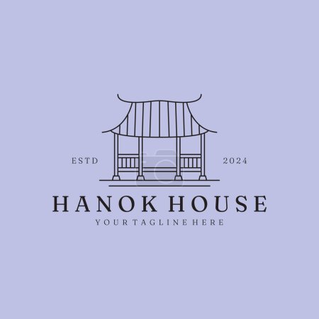Téléchargez les illustrations : Logo Hanok maison linéaire simple vecteur icône illustration design - en licence libre de droit