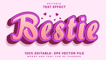 3d Minimal Gradient Word Bestie Editable Text Effect Design Template, Effect Saved In Graphic Style
