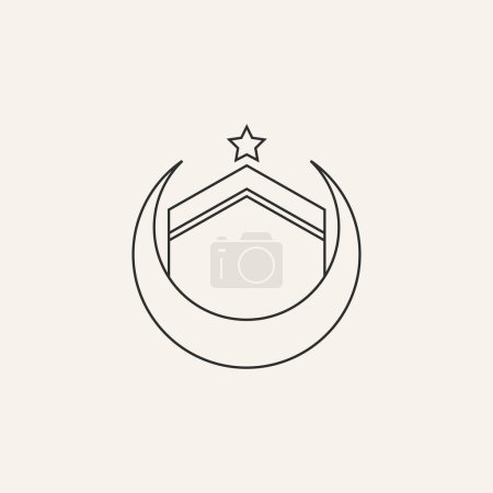 Illustration for Kaaba moon star logo vector design - Royalty Free Image