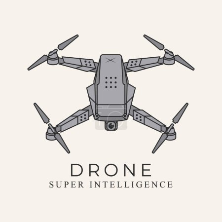Téléchargez les illustrations : Illustration vectorielle d'art de conception de logo d'air de drone - en licence libre de droit