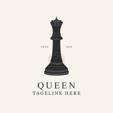 Illustration for Queen chess line art design logo vector - Royalty Free Image