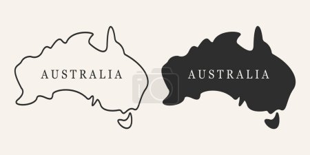 Ilustración de Australia línea mapa vector ilustración. - Imagen libre de derechos