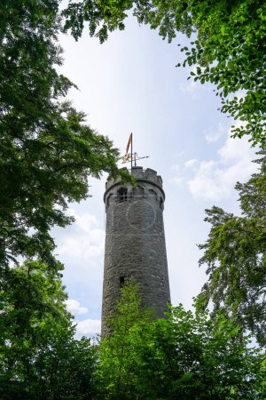 Bilstein Tower in Marsberg. Old lookout tower at Niedermarsberg on the west side of Mount Bilstein.