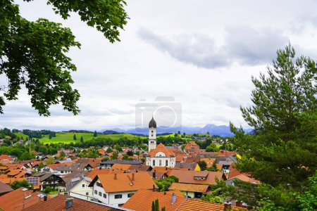 Photo for Panoramic view of Nesselwang in the Bavarian Allgu. Top view of the idyllic little town. - Royalty Free Image