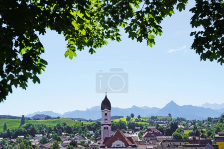 Photo for Panoramic view of Nesselwang in the Bavarian Allgau. Top view of the idyllic little town. - Royalty Free Image