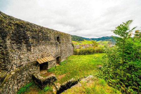 View of Husen Castle near Hausach. Old castle ruins in the Black Forest in the Kinzig valley.