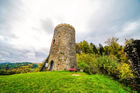 View of Husen Castle near Hausach. Old castle ruins in the Black Forest in the Kinzig valley.