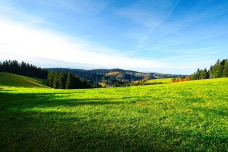 Photo for Autumnal landscape near Furtwangen in the Black Forest. Nature with forests and hills. - Royalty Free Image