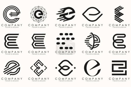 Colección de la letra E símbolo de diseño del logotipo abstracto. Logos geométricos mega colección con letras.