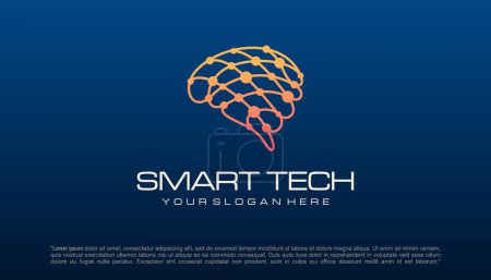 Téléchargez les illustrations : Design de logo Brain Tech. Logo Intelligence artificielle et technologie Conception vectorielle - en licence libre de droit