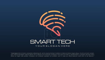 Téléchargez les illustrations : Design de logo Brain Tech. Logo Intelligence artificielle et technologie Conception vectorielle - en licence libre de droit