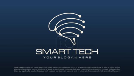 Illustration for Brain tech logo design. Artificial intelligence and technology logo Vector design - Royalty Free Image