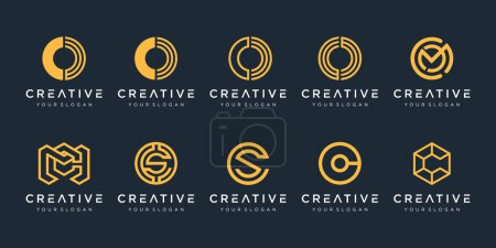 Set of creative monogram logo design template. icons for business of luxury, elegant, simple.