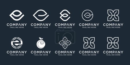 Set aus abstrakten Anfangsbuchstaben E und H Logo-Design-Vorlage. Ikonen für das Geschäft mit Luxus, Natur, Wellness, einfache.