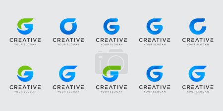 Set of abstract initial letter G logo template. icons for business of fashion, digital, technology