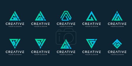 set of creative abstract monogram logo design.
