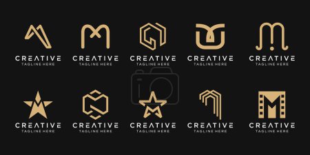 Ensemble de lettre initiale abstraite M modèle de logo. icônes pour les entreprises de mode, sport, automobile, simple.