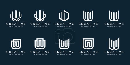 Téléchargez les photos : Initiales de la collection W modèle de conception de logo. icônes pour les entreprises de mode, numérique, technologie, simple. - en image libre de droit