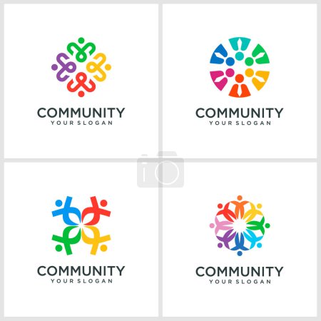 Illustration for Symbols working as team & cooperating. This vector logo template can represent unity and solidarity in group or team of people. logo and business card. - Royalty Free Image