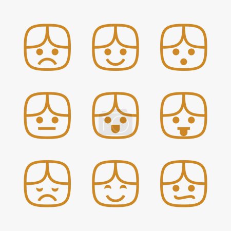 Illustration for Set of thin line emoticons. - Royalty Free Image