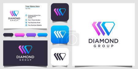 Illustration for Diamond logo design inspiration. logo design and business card - Royalty Free Image