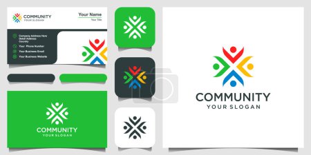 Illustration for Symbols working as team & cooperating. This vector logo template can represent unity and solidarity in group or team of people. logo and business card. - Royalty Free Image
