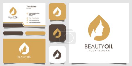 Ilustración de Belleza Agua Logo Diseño Plantilla Elemento y tarjeta de visita. concepto de aceite de belleza. - Imagen libre de derechos
