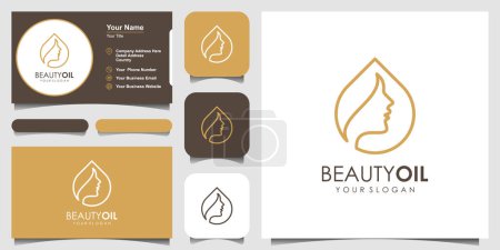Ilustración de Aceite de belleza Logo Design Template Elemento y tarjeta de visita. concepto de aceite de belleza. - Imagen libre de derechos