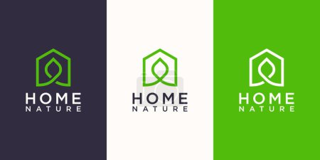 Illustration for Home nature Logo designs Template. house combined with leaf. - Royalty Free Image