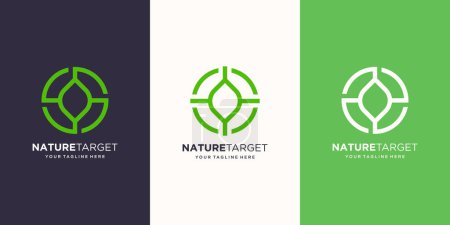 Ilustración de Nature target Diseños de Logo Plantilla. hoja de ilustración combinada con el signo objetivo. - Imagen libre de derechos