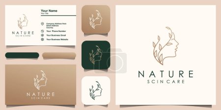 beauty women natural Logo designs Template. woman face combined with leaf element.