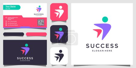 Illustration for People success business logo design. - Royalty Free Image