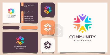 Illustration for Symbols working as team and cooperating logo design. - Royalty Free Image