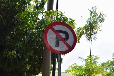 Photo for Road sign of the circular shape. No parking - Royalty Free Image