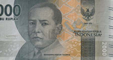 Foto de Mohammad Hoesni Thamrin, Portrait from Indonesia 2000 Rupiah 2016 Banknotes. Old Indonesian rupiah banknotes series - Imagen libre de derechos