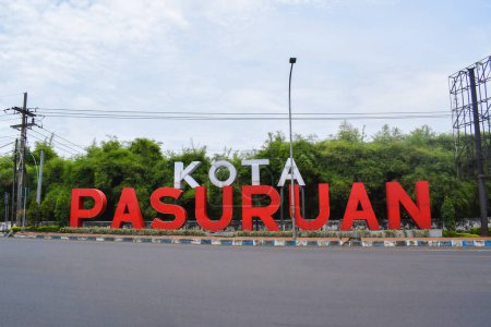 Téléchargez les photos : Landmark of Pasuruan city east Java Indonesia, with blue cloud background - en image libre de droit