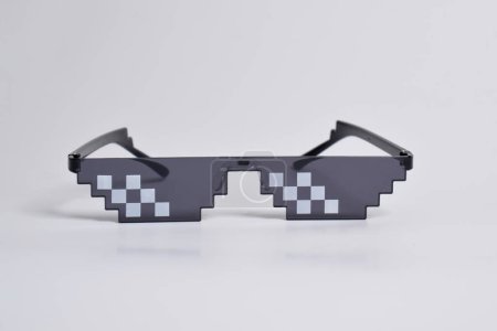Thug life glasses isolated on white background. Pixel art glasses