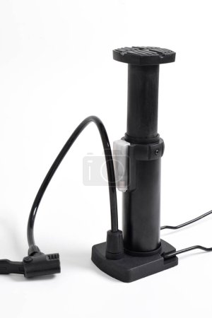 Photo for Bicycle pump isolated on white background. Portable air pump - Royalty Free Image