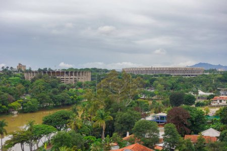 Foto de Mineirao and Mineirinho stadiums in Belo Horizonte, Minas Gerais, Brazil. Aerial view. - Imagen libre de derechos