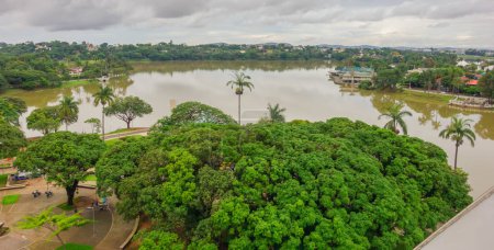 Photo for Pampulha lagoon in Belo Horizonte, Minas Gerais, Brazil. Aerial view. - Royalty Free Image
