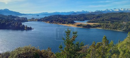 panoramic view of lakes and mountains in Bariloche, Argentine.