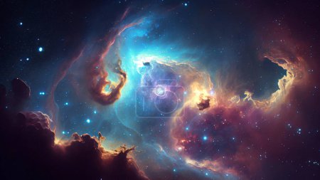 Beautiful nebula in deep space. Science fiction fantasy wallpaper. High quality photo