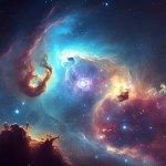 Beautiful nebula in deep space. Science fiction fantasy wallpaper. High quality photo