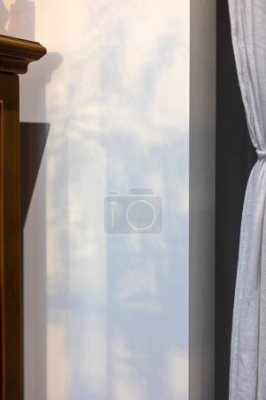 Foto de White curtain fabric and shadow - Imagen libre de derechos